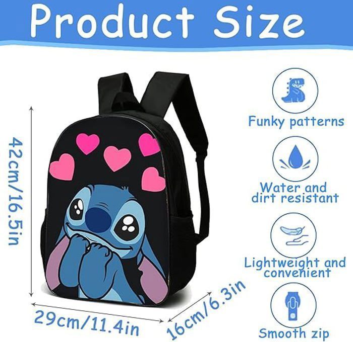 Conjunto de 3 bolsos infantiles: estuche, mochila y bandolera para el colegio. Prácticos y elegantes, color negro, talla única.