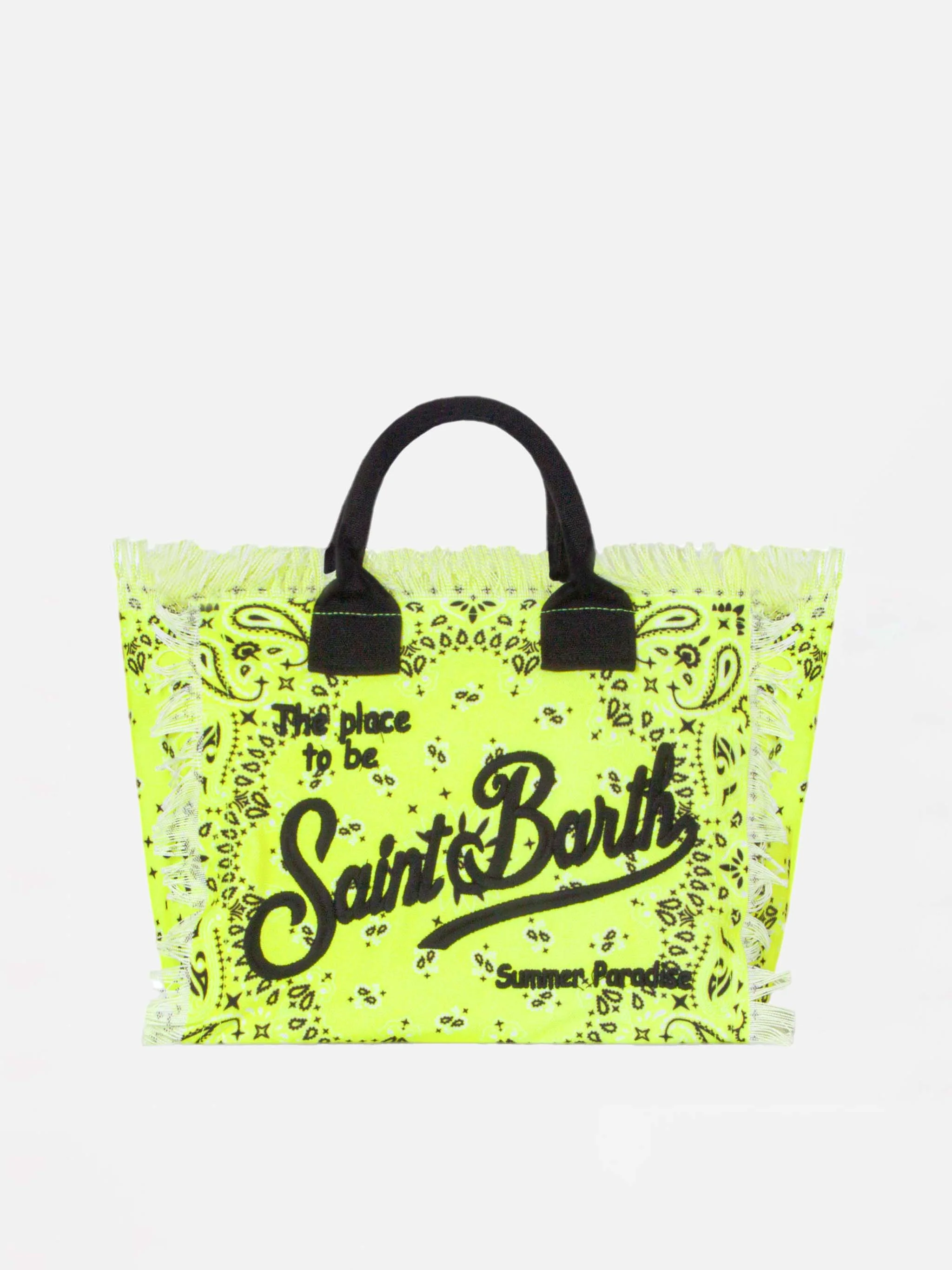 Colette katoenen canvas tas met neongele bandana-print.