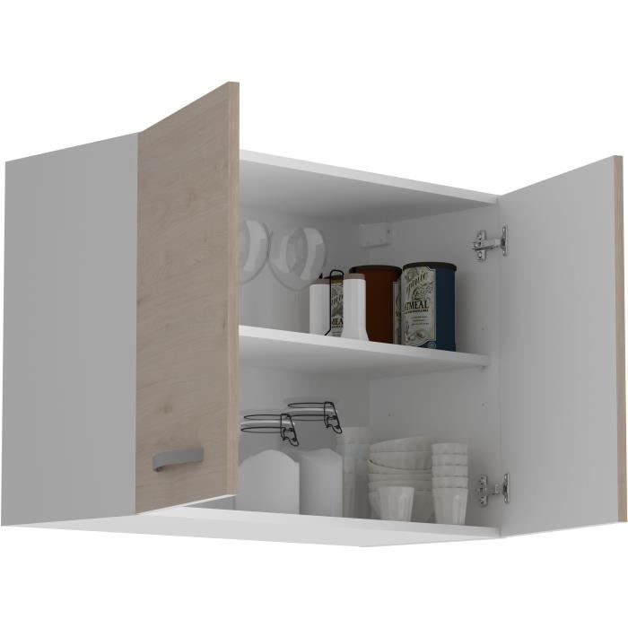 Armario de pared OSLO de 2 puertas - Acabado en roble Jackson - 80 cm de ancho x 36 cm de profundidad x 58 cm de alto