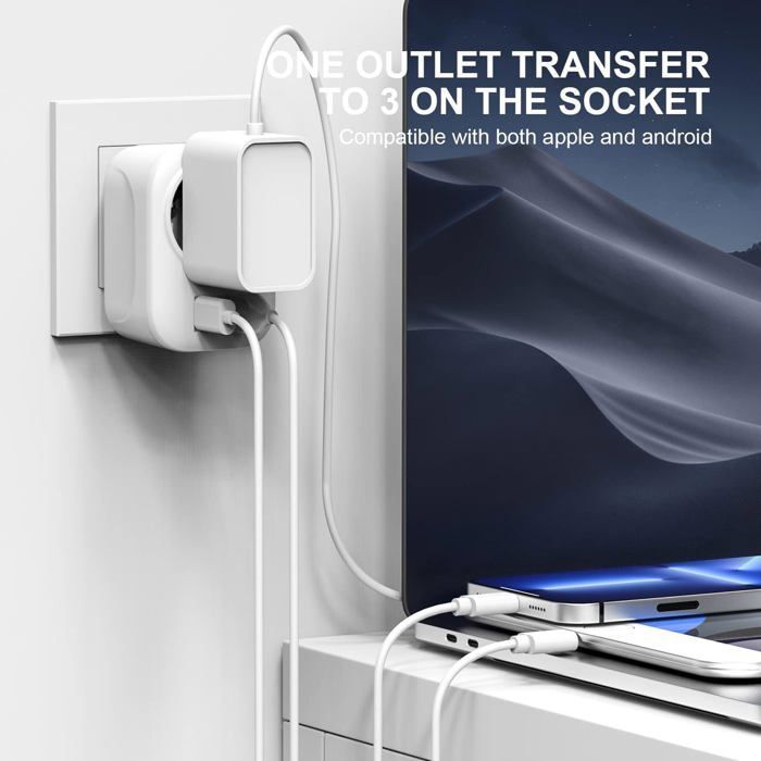 Adattatore da viaggio da Regno Unito a Francia con USB A e C 2.4A, da spina europea francese a 2 pin a spina britannica a 3 pin