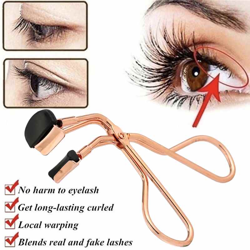 Mini recourbe-cils en acier inoxydable couleur or rose, outil de maquillage, pince à épiler pour les cils