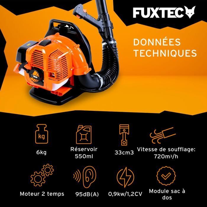 Soplador de hojas de mochila FUXTEC FX-LB133T - 900 W 33 cc 300 km/h