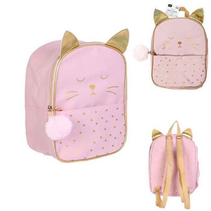 Sac à Dos Enfant Chat Rose et Doré - CATHY