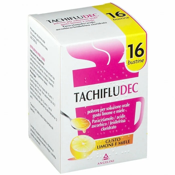 TACHIPIRINA Tachifludec Sabor a limón y miel 16 sobres Alivio de la gripe y el resfriado