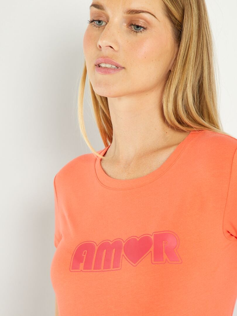 Camiseta de maternidad con texto - NARANJA