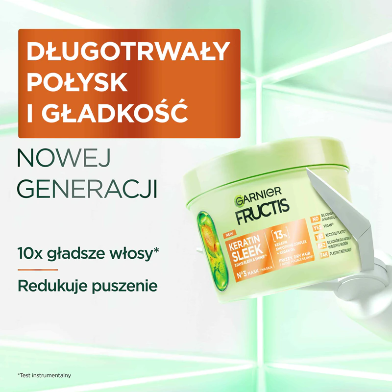 Máscara capilar Garnier Fructis Keratin Sleek com queratina e óleo de argan