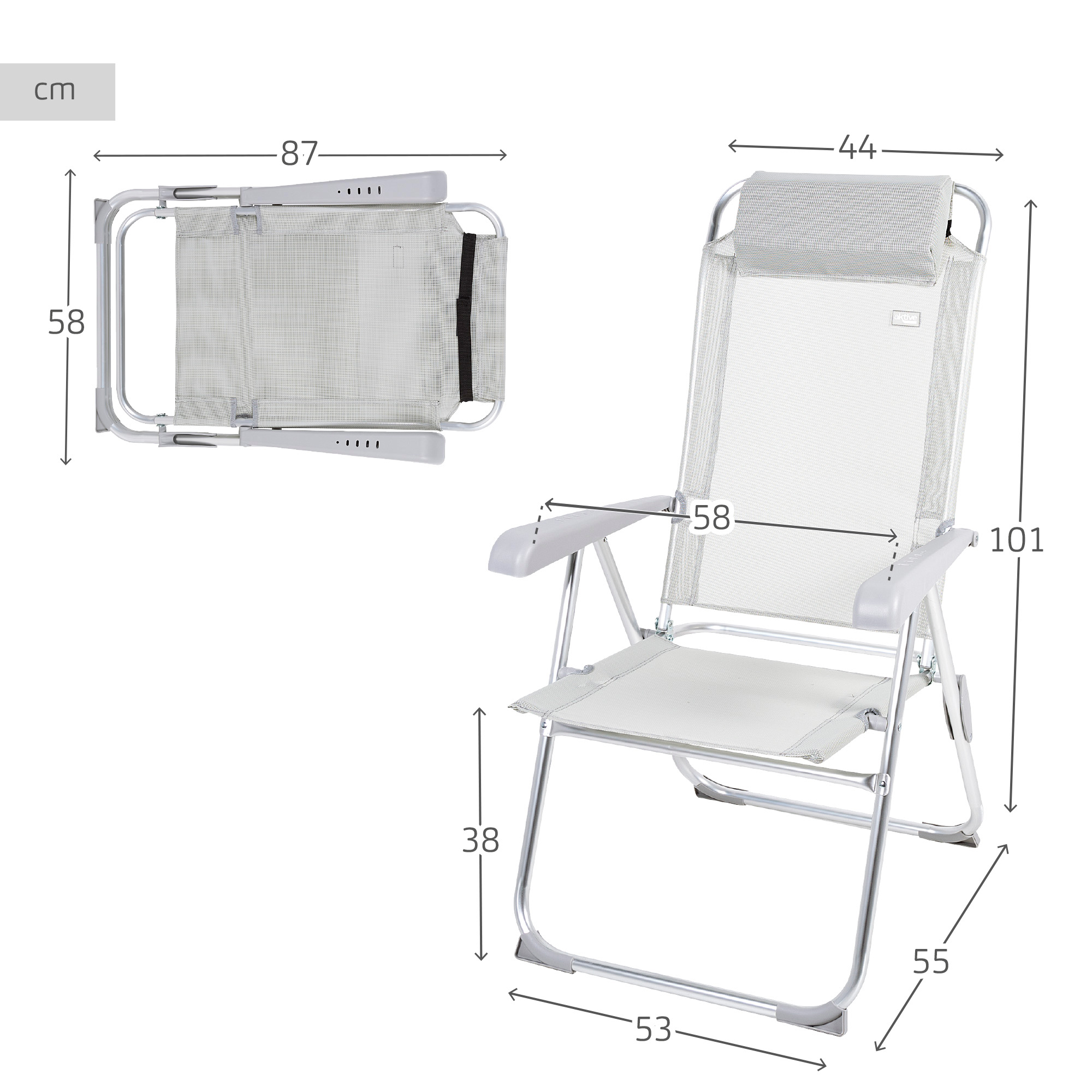 Aktive Anti-Tip Folding Camping Chair with Multi-Position Cushion