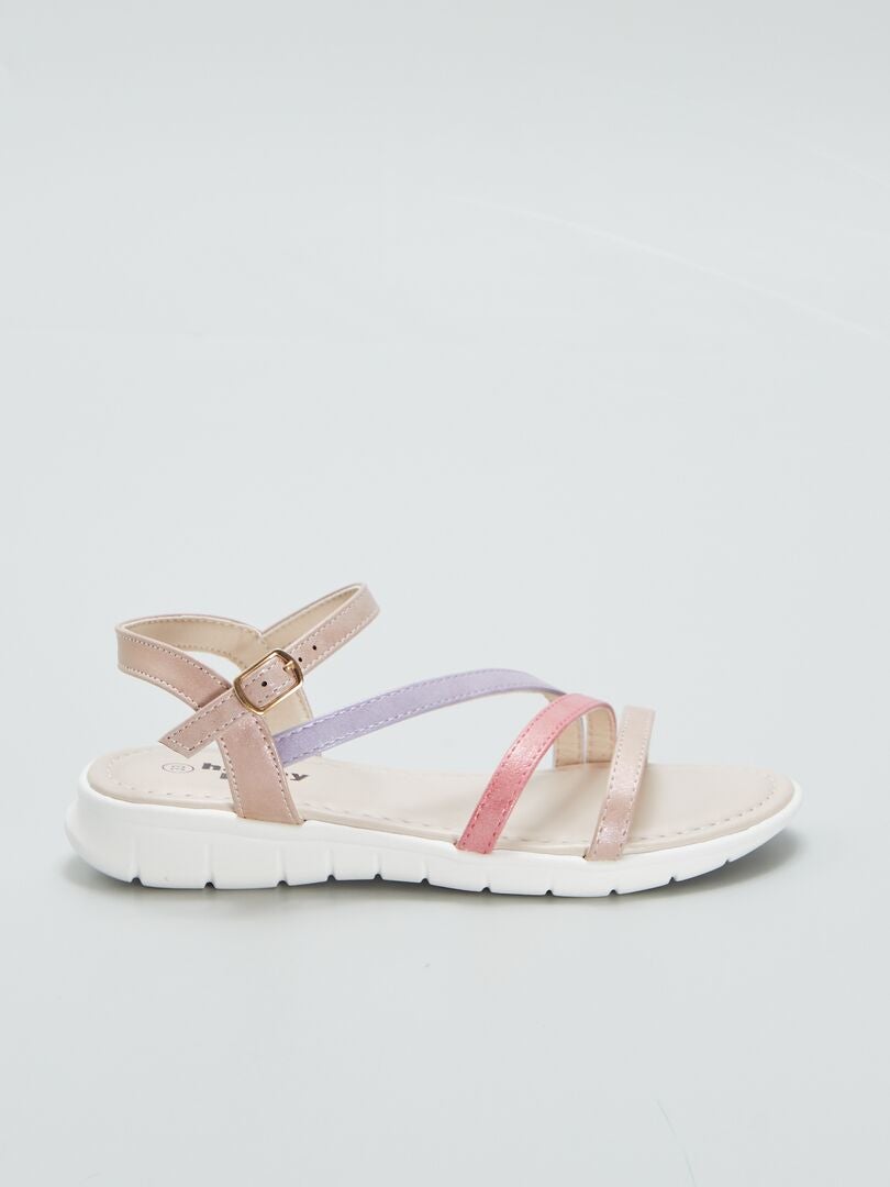 Driekleurige sandalen - ROZE