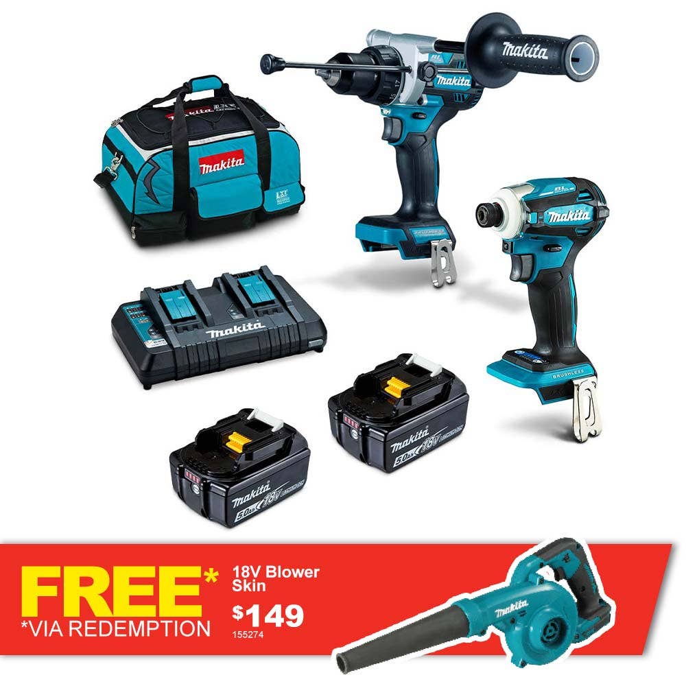 Conjunto de 2 baterias MAKITA 18V sem escova, 2 x 5,0 Ah, DLX2455TX1