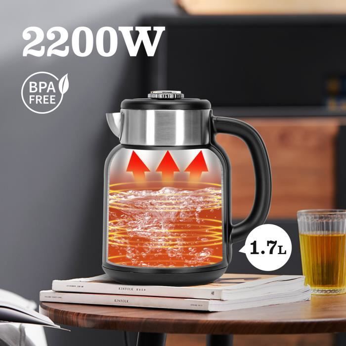 Taylor Swoden Asher - Bouilloire double paroi Cool Touch 1.7L. Température réglable, maintien au chaud 1h. 2200W, 0% BPA.