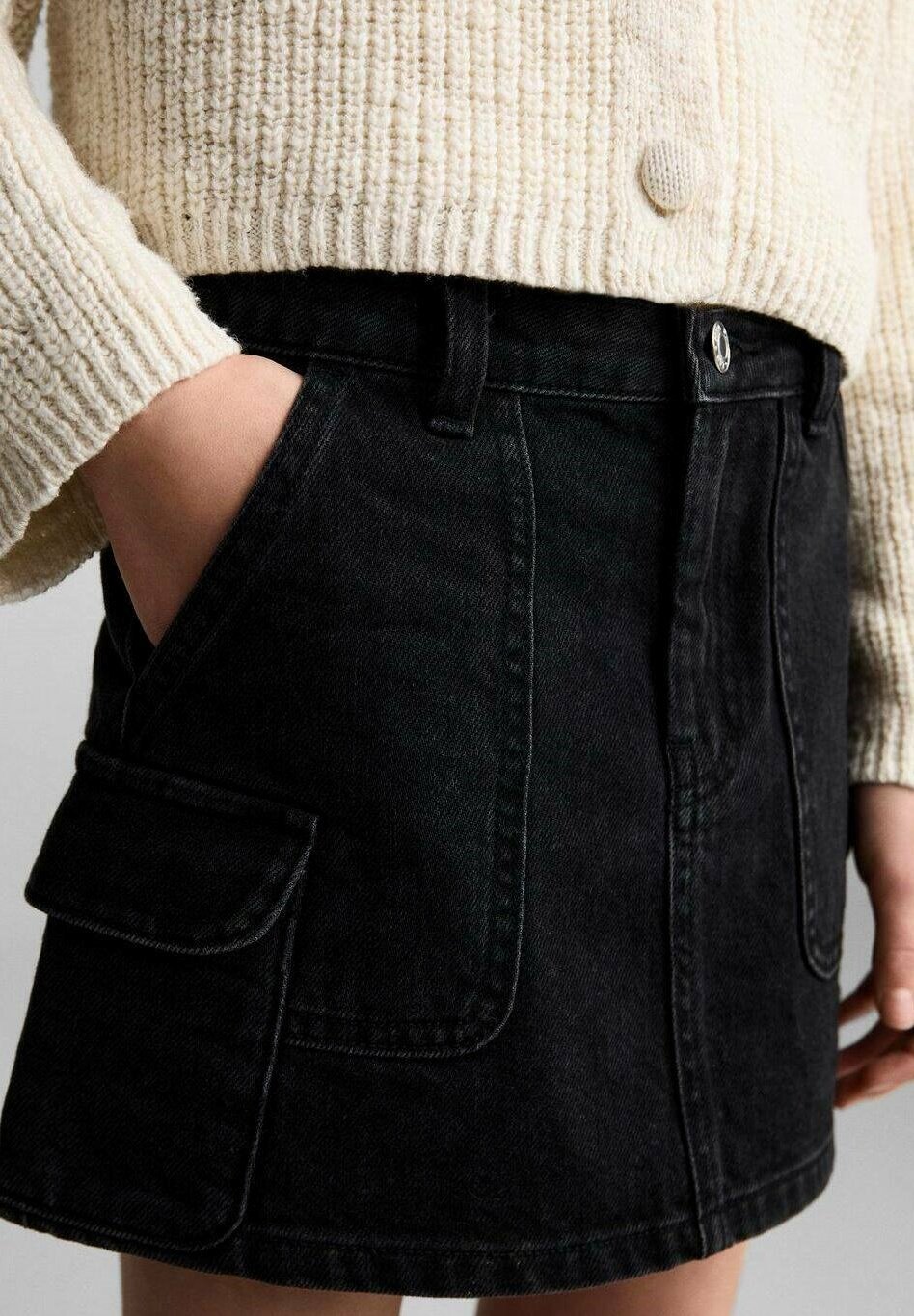 Dětská džínová sukně Mango - černá denim
