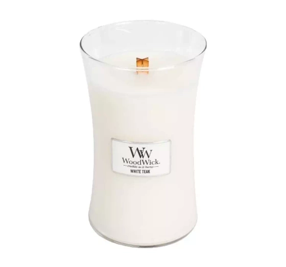 Woodwick Large Jar Candle zapachowa White Teak 610g
