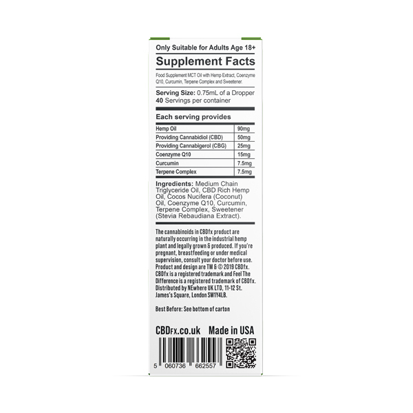 Gocce di olio CBDfx Wellness 2:1 - 2000 mg di CBD/1000 mg di CBG | Salute | Superdrug