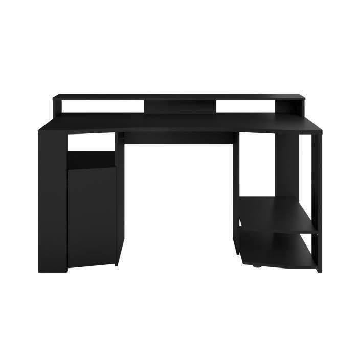 Escritorio para juegos LED para diestros - Negro - Ancho 152 x Profundidad 61,5 x Alto 86,7 cm - Amplia zona de juego - GAMING