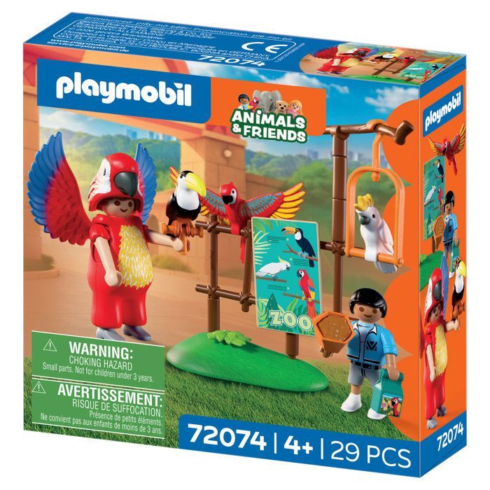 Playmobil 72074 Dierentuin: Kleurrijke papegaaimascotte en kind