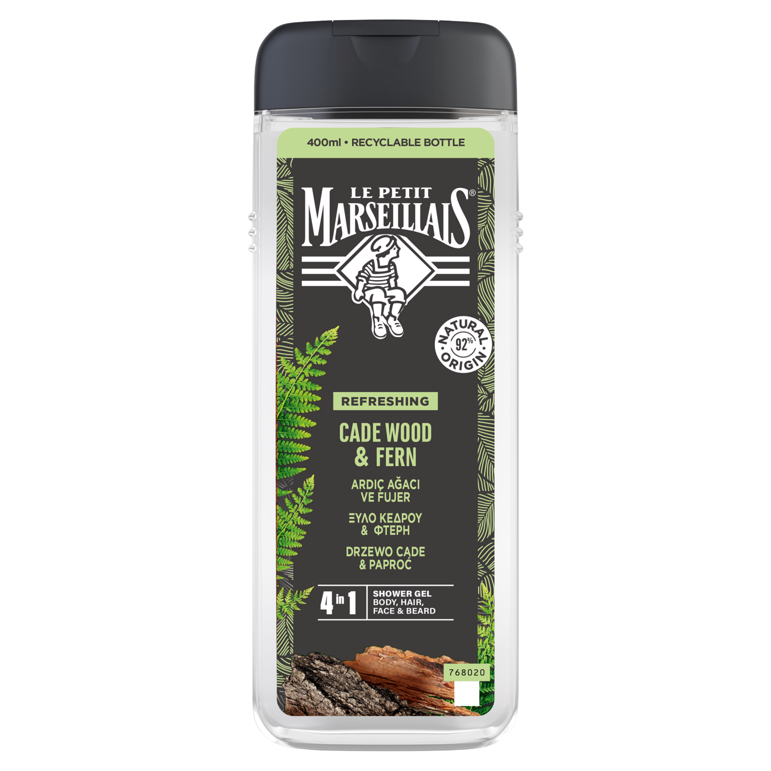 Le Petit Marseillais showergel til krop, ansigt og hår til mænd 400ml Cade Tree