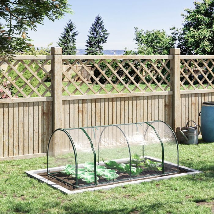 Invernadero tipo túnel Outsunny - invernadero para tomates - puerta grande con cremallera, lámina de plástico - metal - 2x1x0,8 m - verde
