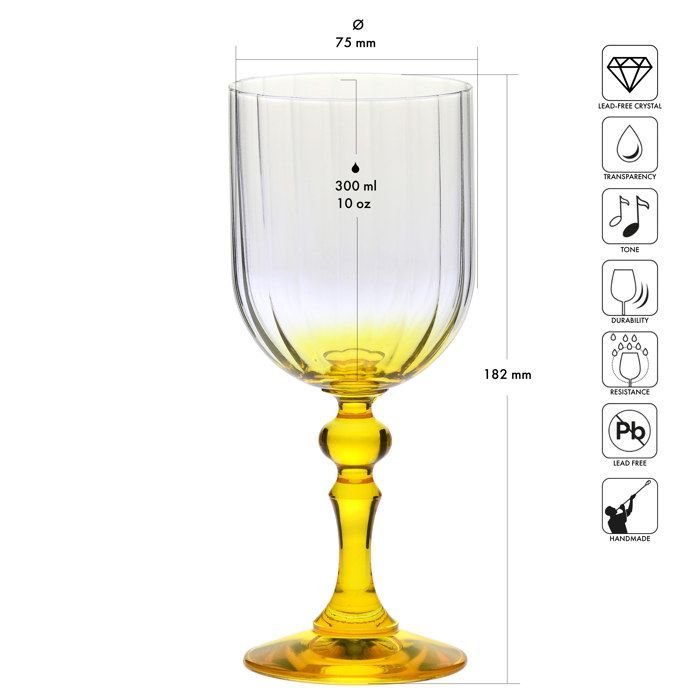 KROSNO Bubble Jaunes verres à vin, Lot de 2, 300 ml