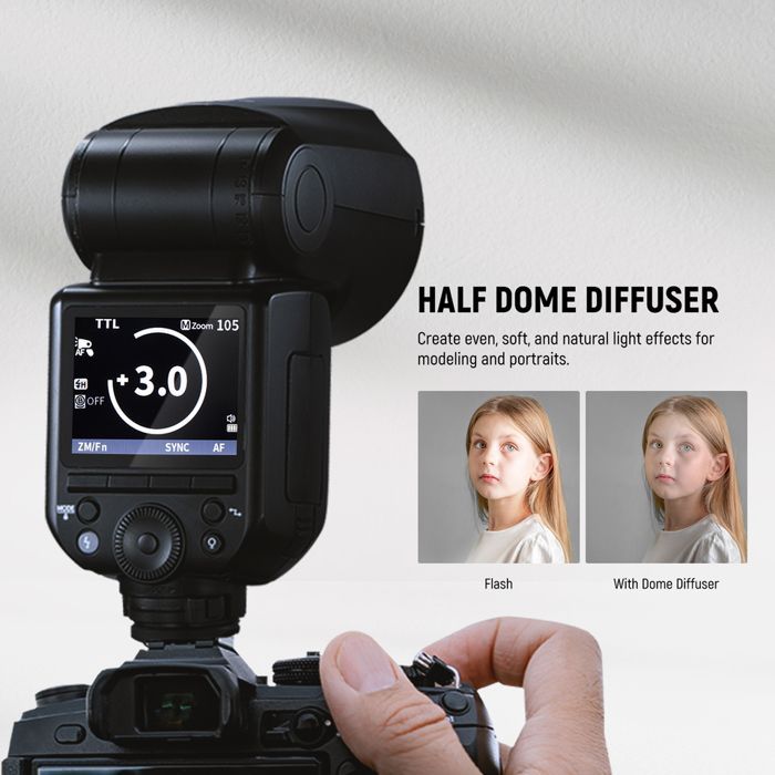 Flash Speedlite sans fil - RNCYN - Tête ronde - 2.4G - 76x76x206mm - Télécommande sans fil