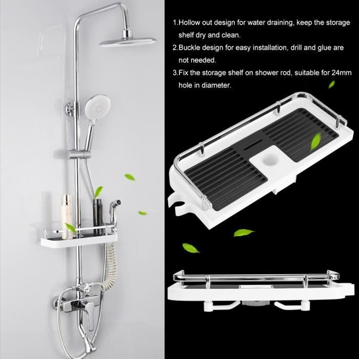 Etagère de douche à suspendre - ABS - chromage - Blanc