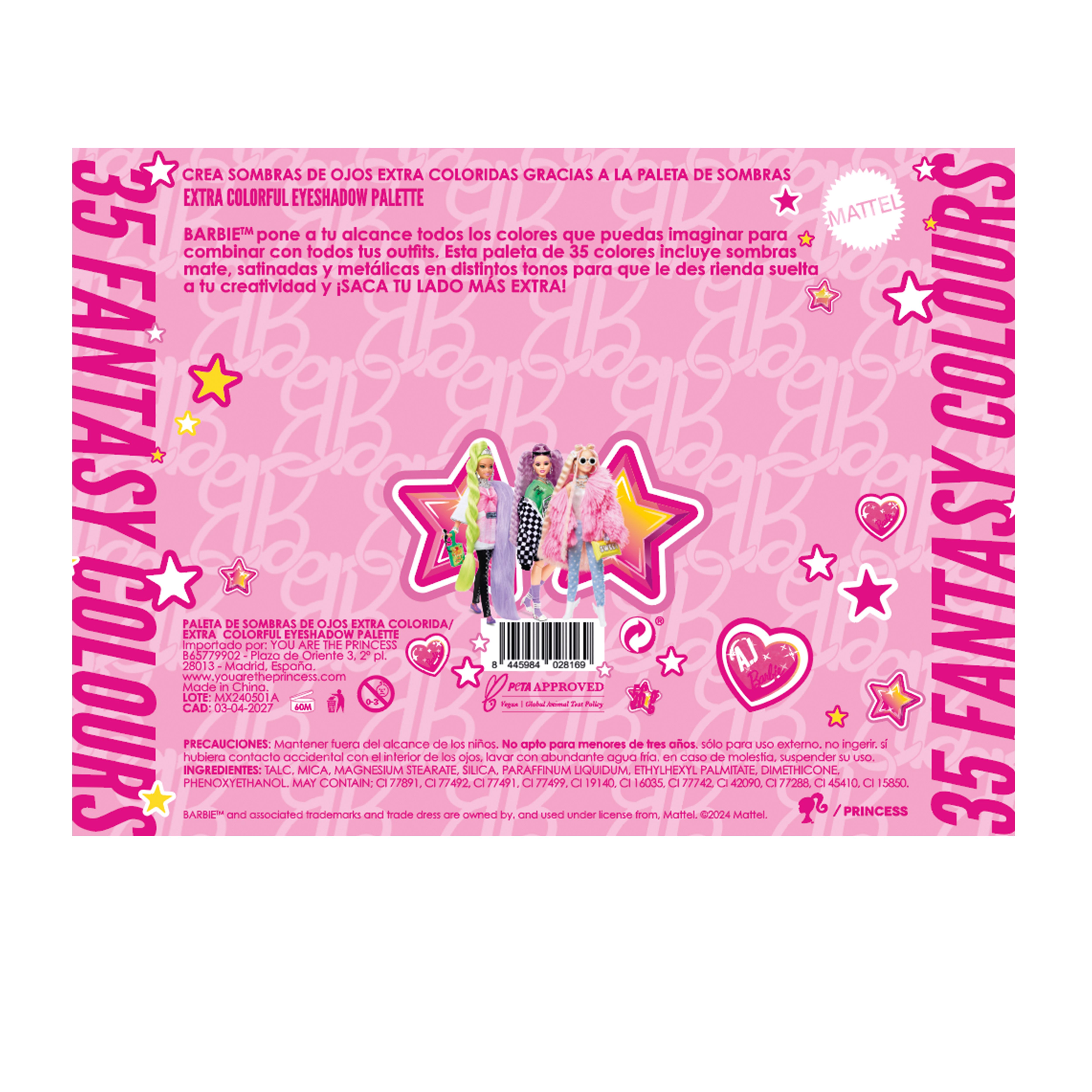 Barbie™ / Princess Extra Colorful Eyeshadow Palette Palete senčil in ličila