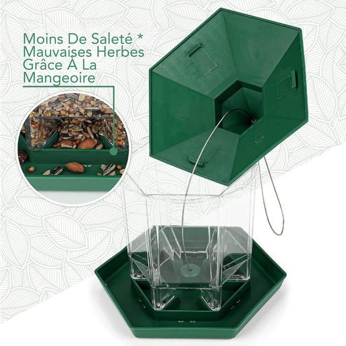 Mangeoire à Oiseaux Exterieur Suspendue - Imperméable - Mangeoire Oiseaux Exterieur avec Distributeur Graines