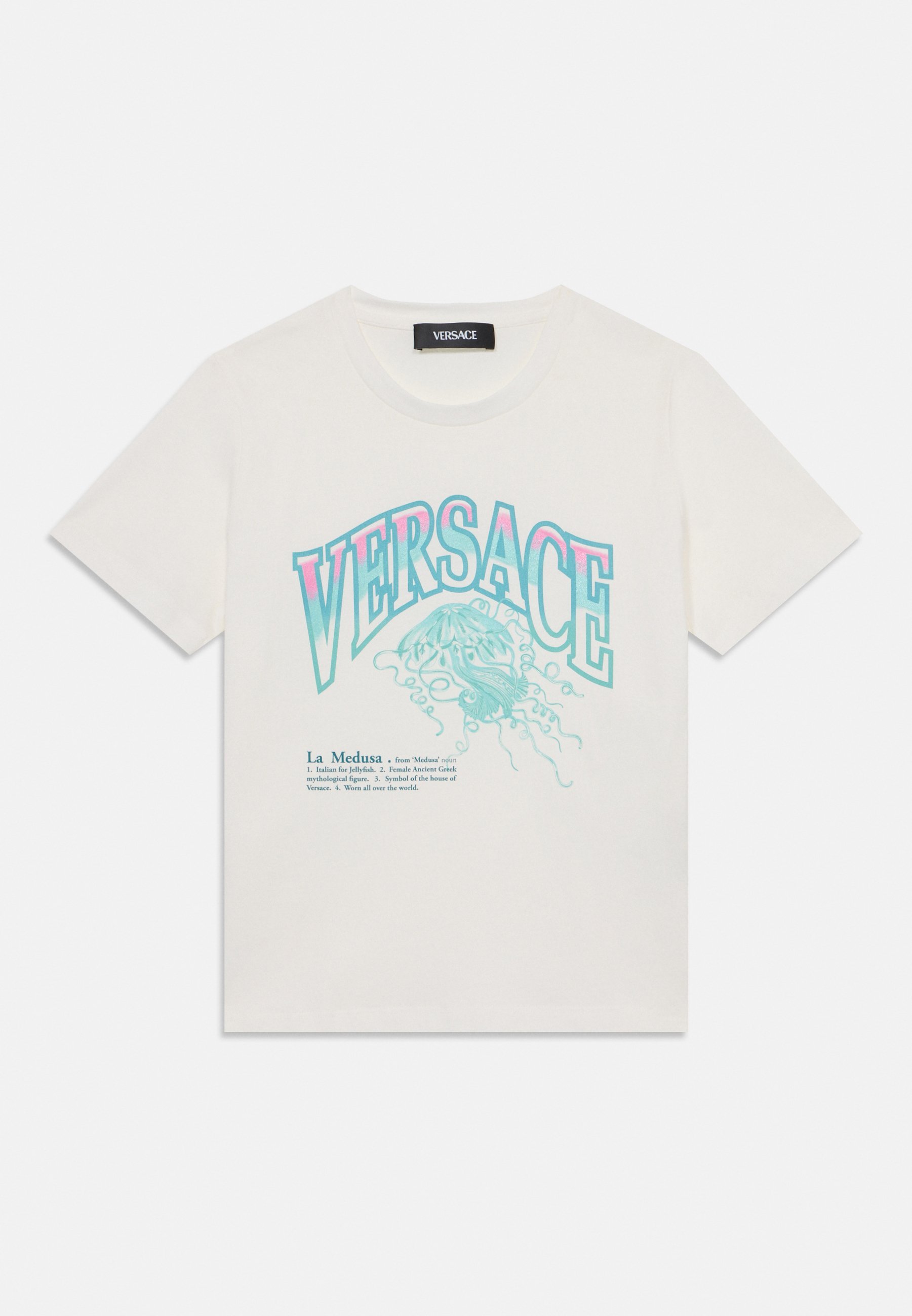 Versace LA MEDUSA VARSITY PRINT UNISEX - Bedrucktes T-Shirt - weiß/mehrfarbig