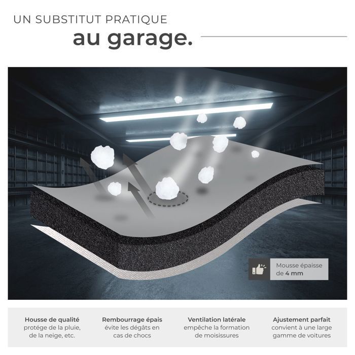 Funda para vehículo - TECTAKE - Funda impermeable y resistente al granizo con correa ajustable - Tamaño L 483x178x120cm