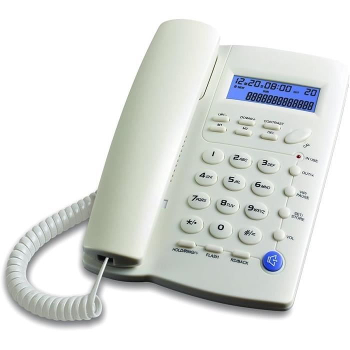 Telefoon met snoer - ORNIN - Y043 - Luidsprekertelefoon - Nummerweergave - Wit