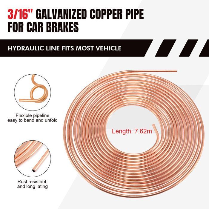Kit D'Outils Pour éLargir Les Conduites De Frein, Ligne Frein en Acier 7.62 M, DiamèTre 4,75 Mm, Avec 16 Raccords + 4 Connecteurs
