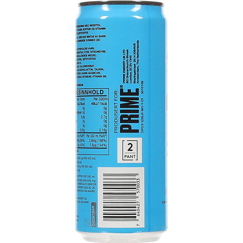 Prime Energy 330 ml Blå bringebær