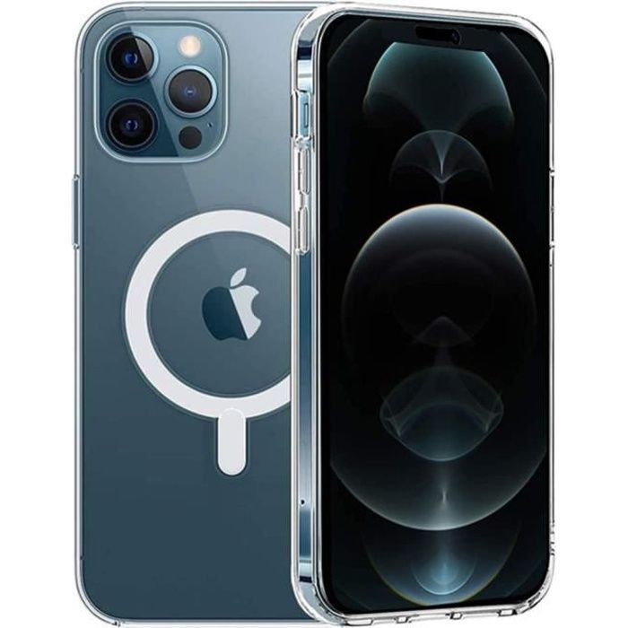 Case for iPhone 14 Pro - Phonillico - Transparent Silicone - Wireless Charging - Integrated Magnetic Ring