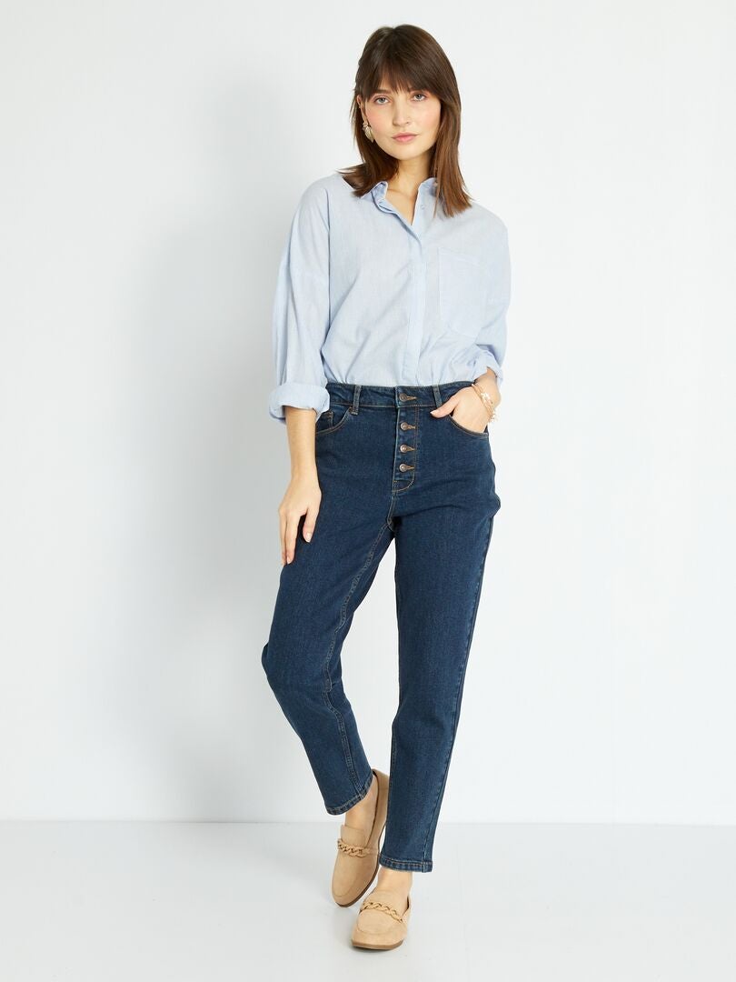 Zeer hoge taille mom jeans - L30 - BLAUW