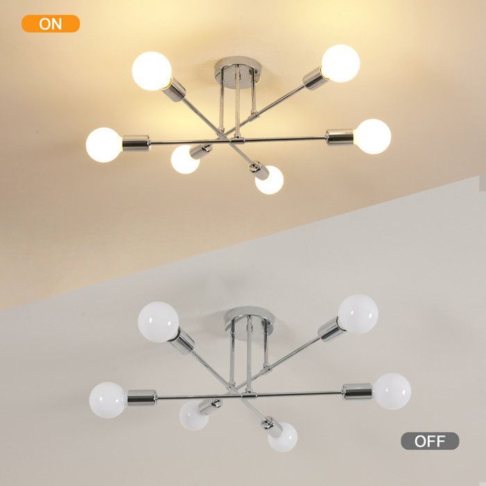 Lámpara de techo LED DORLINK de 6 luces, estilo retro moderno de metal cromado para sala de estar, dormitorio, cocina, bar, cafetería (bombillas no incluidas)