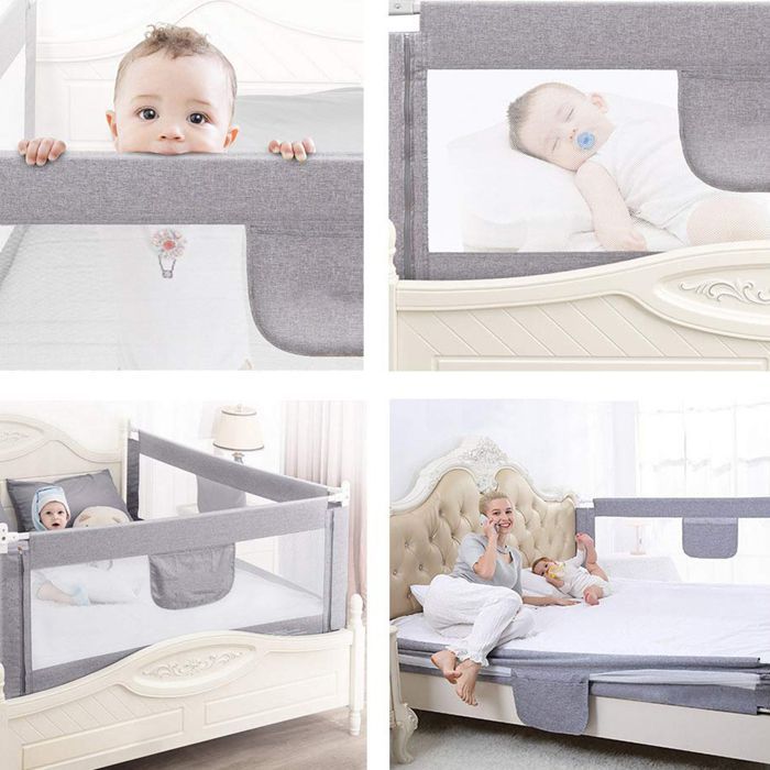 ERROLVES Draagbare verticale bedrail voor baby's en kinderen - Grijs - 2 M