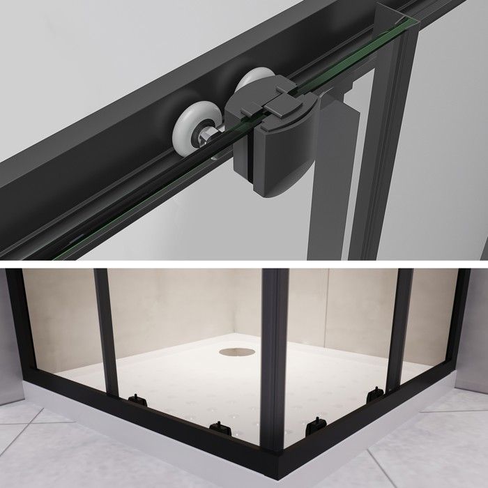 LANABLACK Cabine douche H 180 cm porte coulissante Dimensions - 70 x 70 cm, Verre - transparent