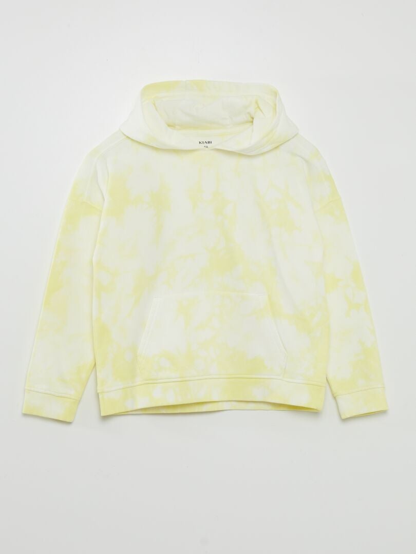 Sudadera con capucha teñida con la técnica tie-dye - AMARILLA