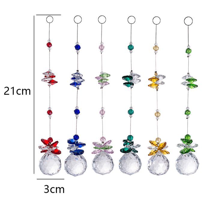 Adorno colgante de prisma de bola de cristal colgante para plantas, automóviles, decoraciones de ventanas, paquete de 6
