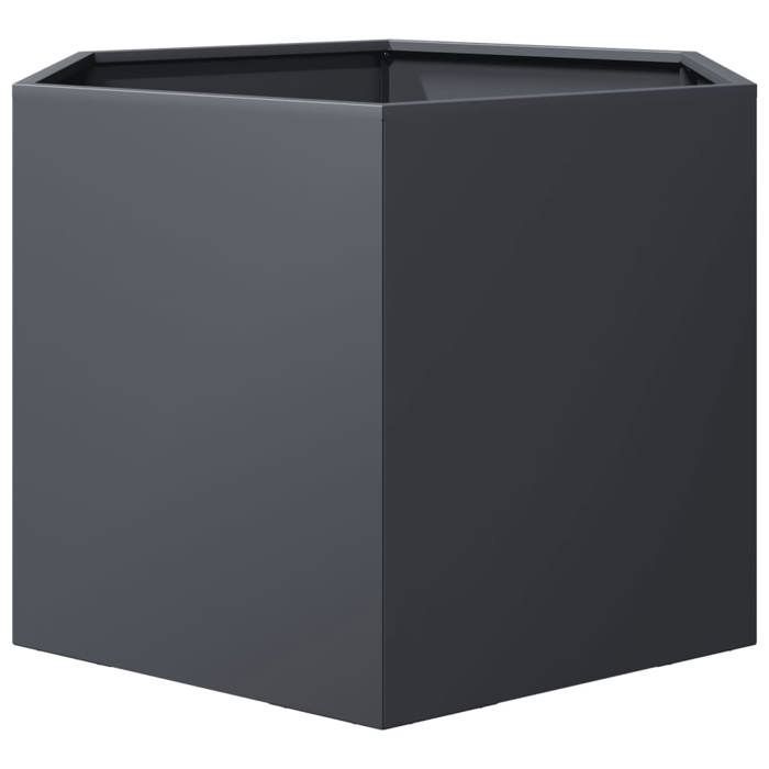 vidaXL Jardinière anthracite hexagone 69x60x45 cm acier, jardinière de fleurs, jardinière de patio, jardinière de jardin, 851124
