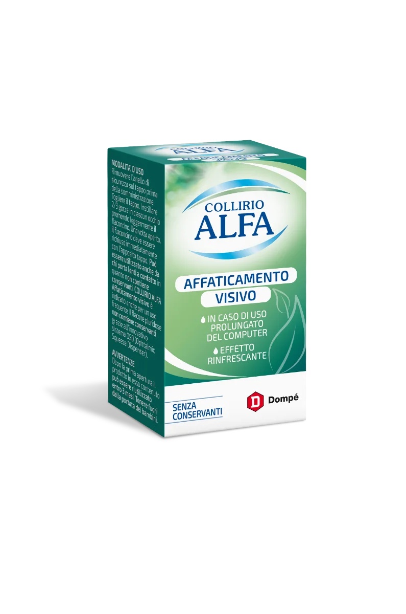 Gouttes oculaires ALFA Gouttes oculaires Alfa contre la fatigue visuelle 10 ml Rafraîchissement lors d'une utilisation prolongée de l'ordinateur