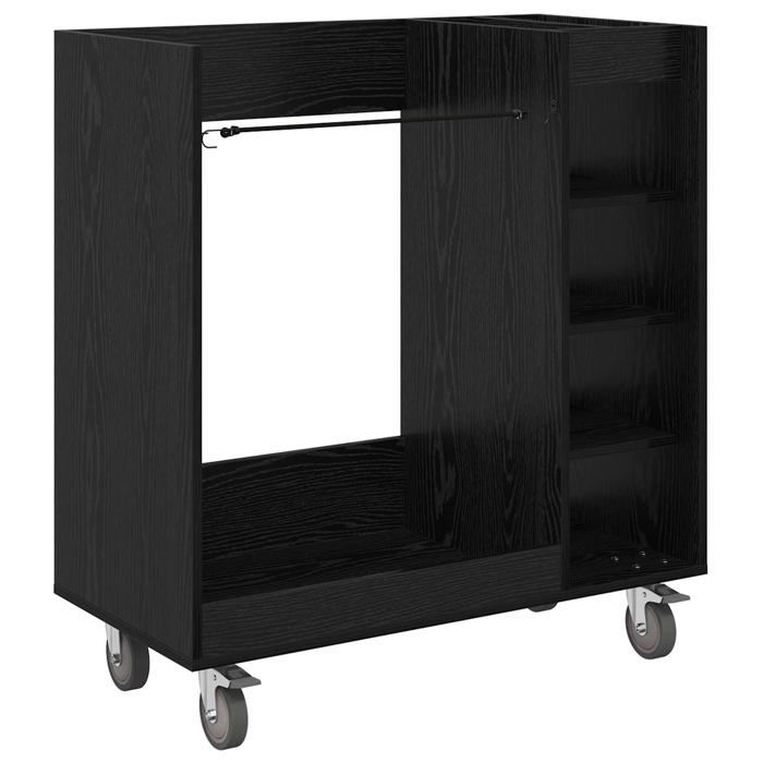 Taquilla de golf moderna - vidaXL - Roble negro - 90x45x98 cm - Amplio espacio de almacenamiento - 4 ruedas - Estructura metálica