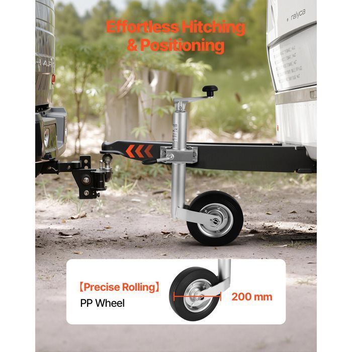 Rueda jockey Duoku para remolque - Capacidad de 150 kg - Gato elevador de 23 cm - Con asa cómoda