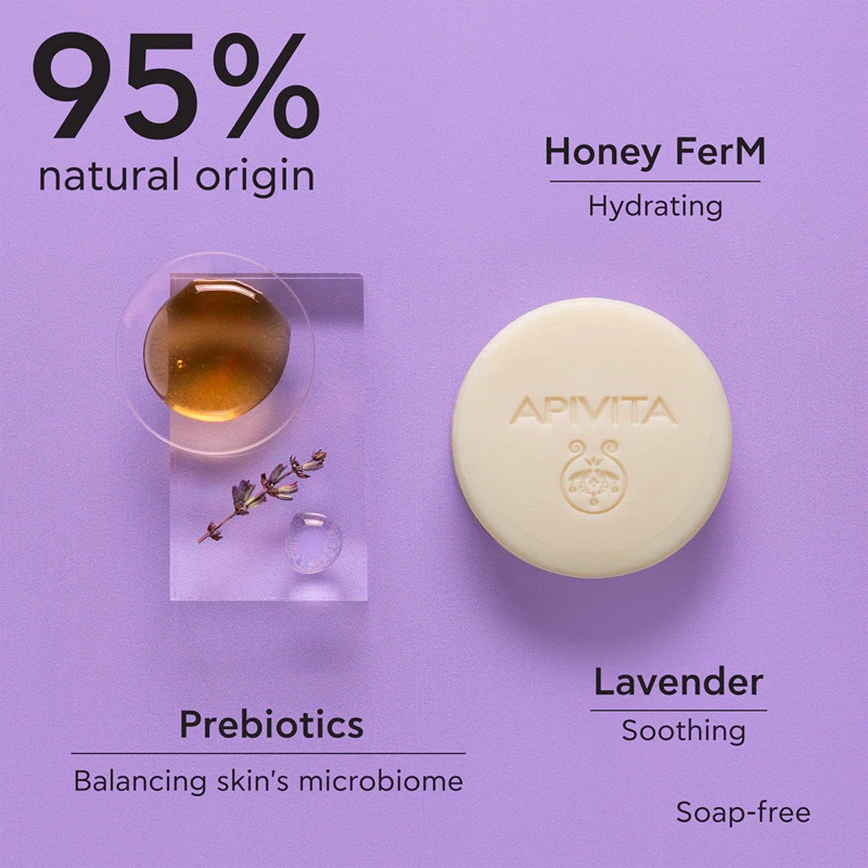 Apivita Cleansing Solid Foamy Cleanser ir mitrinošas attīrošas ziepes.