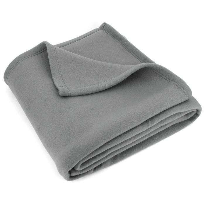 Couverture polaire 220x240 cm Isba gris Acier 100% Polyester 320g/m2 non-feu