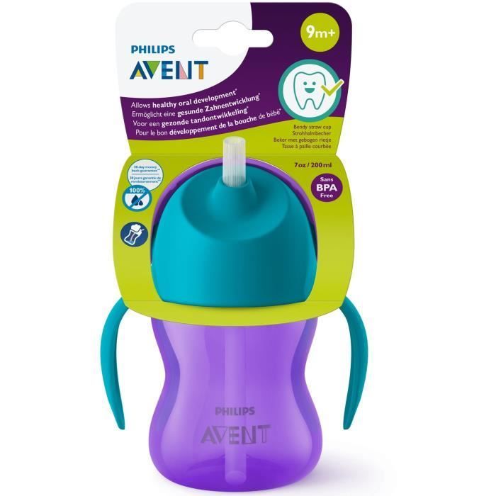 Straw cup - PHILIPS AVENT - SCF796/02 - 200ml - 9 months+ - Flexible straw - Leak-proof opening
