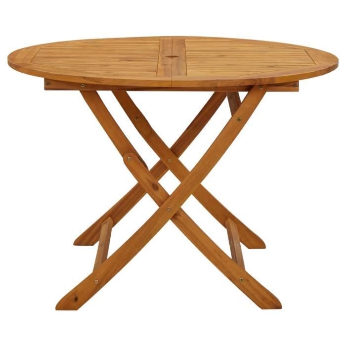 Mesa de jardín plegable vidaXL de 110 cm, de madera maciza de acacia.