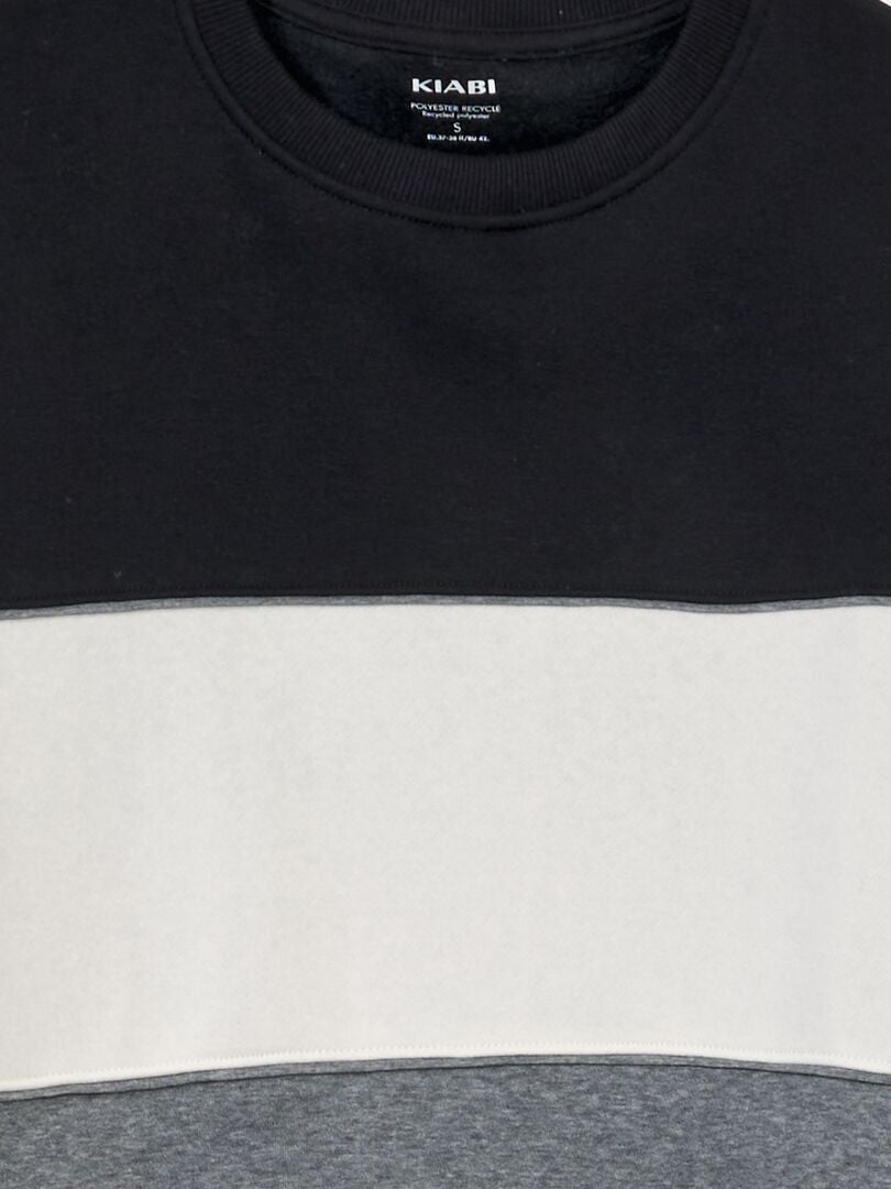 Sweatshirt met kleurblokken van fleecestof - GRIJS