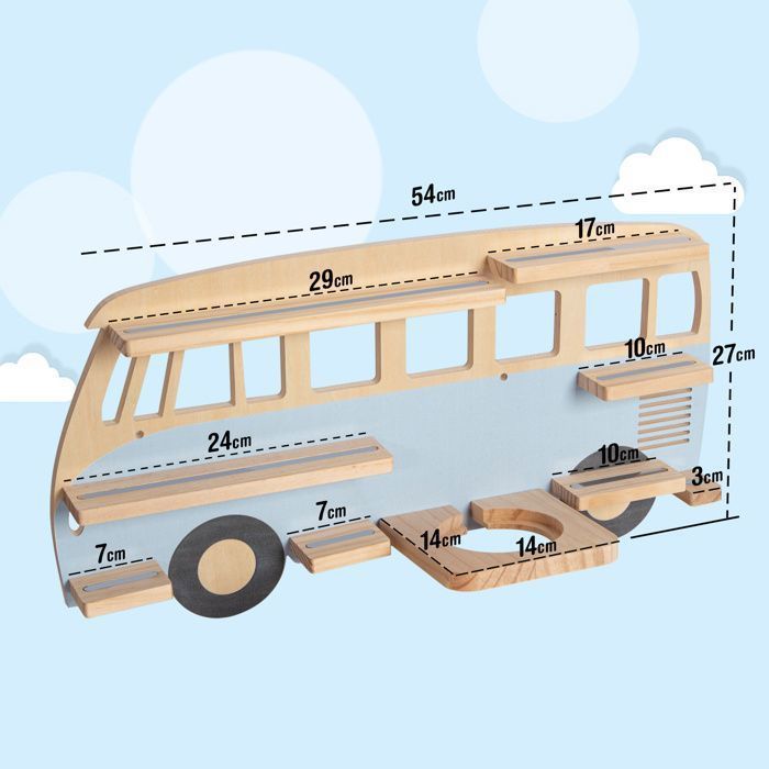 Étagère magnétique, pour Tonie Box et Tonies, Jusqu'à 20-25 Tonies, Murale Étagère pour boîte à Musique pour Enfant, Bus Bleu