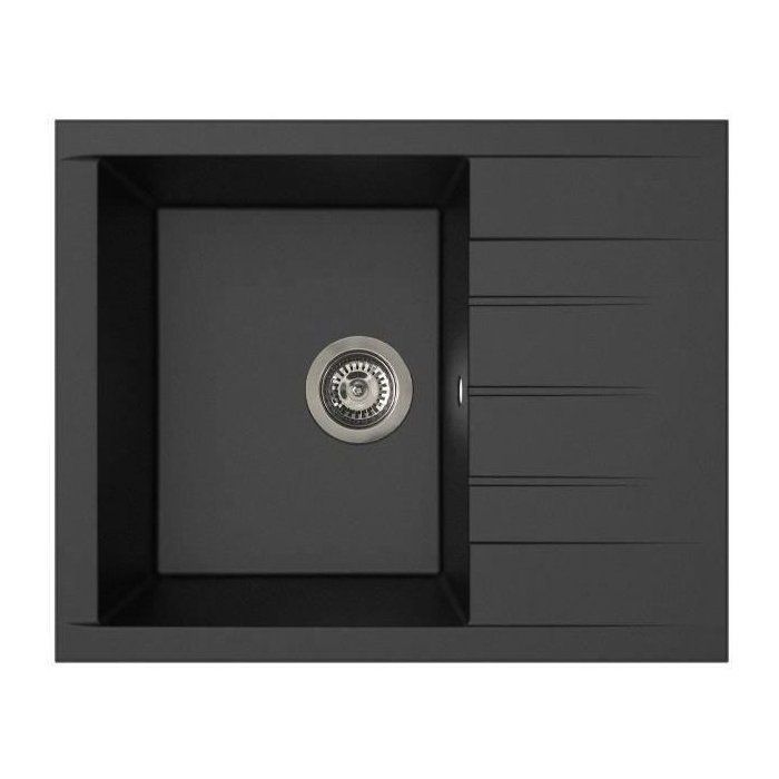Fregadero - Resina SMC - Negro brillante - Inserto - STRADOUR - Cube 1C XS - 62 x 50 cm