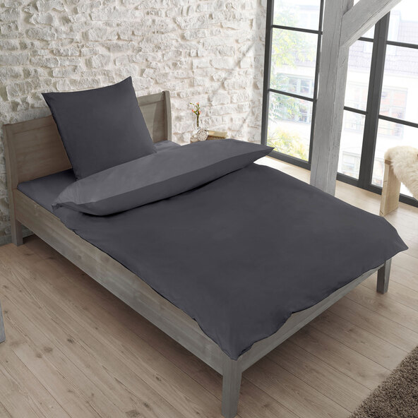 Luxus szatén ágyneműhuzat, 155 x 220 cm, antracit